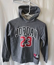 Air Jordan 23 Jumpman Boys Youth Size Medium (10-12) Hoodie Gray Jordan Spellout