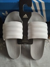 Adidas Adilette Comfort Slides,Men's Size 9,White And Gray,Brand New Old Stock.