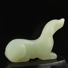 China Old Natural Jade Hand Carved Statue zodiac dog pendant a