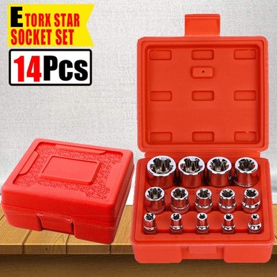 14PC E-TORX Socket Set Female Torx Socket Set Ultimate Torque Star Socket E4-E24