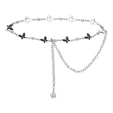 Western Metal Concho Chain Belt Chain Waist Belts Black Butterfly