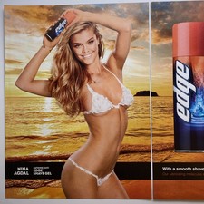 2016 Edge 2pg PRINT AD Shave Gel Bathing Suit Nina Agdal What's Behind Our Cream