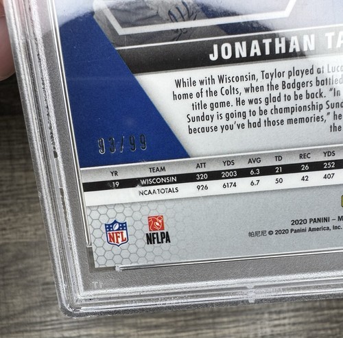 2020 Mosaic Jonathan Taylor Prizm Blue /99 Rookie PSA 9 Colts - Picture 3 of 3