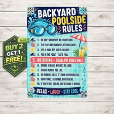 Vintage Swimming Pool Rules Metal Sign Funny Backyard Wall Decoration
