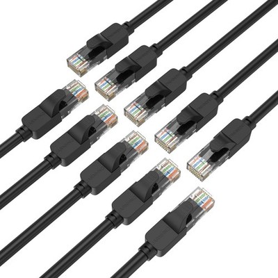 JARNHNG Cat 6 Ethernet Kabel 1m 10er Pack, Innen/Außen High Speed 1m, schwarz 