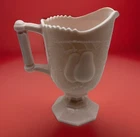 Vintage Jeannette Glass Shell Pink Milk Glass Footed Creamer Pear Design