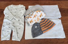 NB One Piece Sleeper, Hats, Wash Cloths, Receiving Blankets