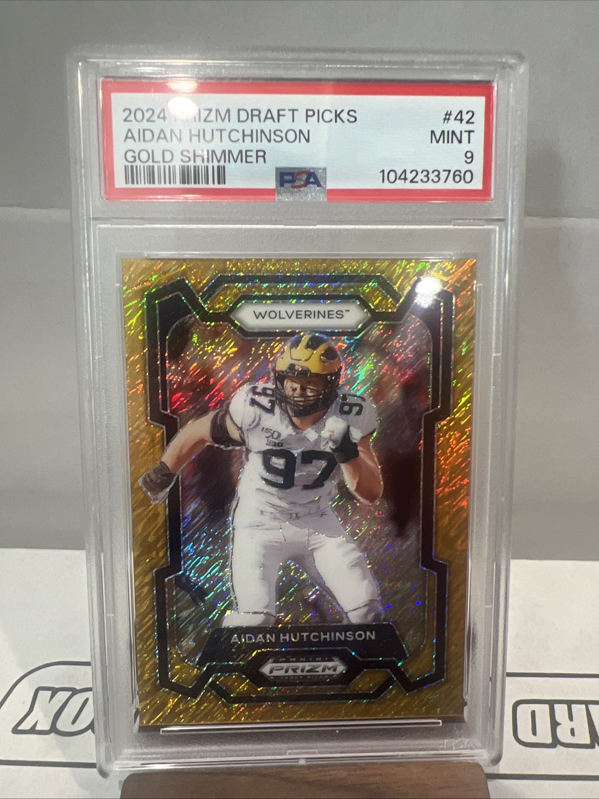2024 Panini Prizm Draft Picks Aidan Hutchinson Gold Shimmer /15 PSA 9