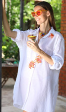 Women Swimsuit Coverups Swimwear Beach Cover up Dress Shirt white