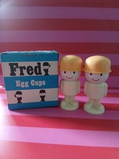 SALE Ultra Rare Homepride Fred Egg Cups In Cream  Boxed Never Used 1979