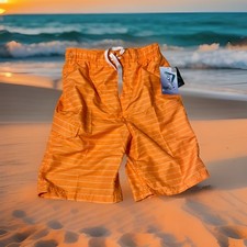 Kanu Surf Boys Quick Dry UPF 50 Beach Swim Trunk, Line Up Orange 14/16