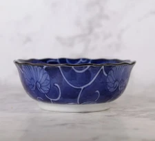 Mino Ware Seido Kiln blue Saucer Bowl Japanese hand crafted pottery 3.75"