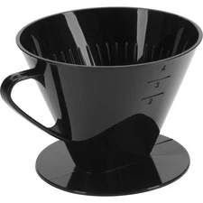 Coffee Filter Cone 4-Cup, Black - Reusable Pour Over Dripper for Manual Brewing