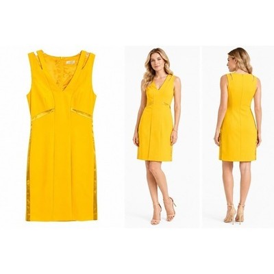 Gizia Dress 4 Yellow StructuredSheath Sleeveless Cocktail Chic Modern Formal
