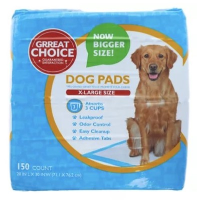 Grreat Choice XLarge Dog Training Pads 150 Count Extra Absorbent