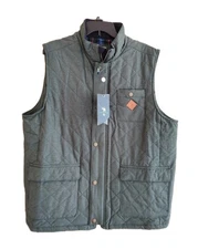 William Murray Hook Shot Full Zip Quilted Golf Vest Men's Green/Tartan New XXL 