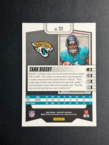 2023 Absolute - Tank Bigsby - RC Red Squares /499 #131 - Jacksonville Jaguars - Bild 3 von 3