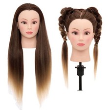 Mannequin Head with Hair Manikin Traning Head Table Clamp Holder + Braid Tools