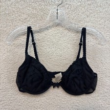 Y2K Vintage Victoria's Secret T-Shirt Bra 36B Black Front Clasp Lightly Padded