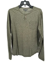 Ocean Current Men's Olive Green Long Sleeve Henley Shirt Size Large