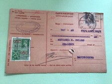 Belgium Parcel Receipt with 1938  Tax revenue stamps card Ref 66310