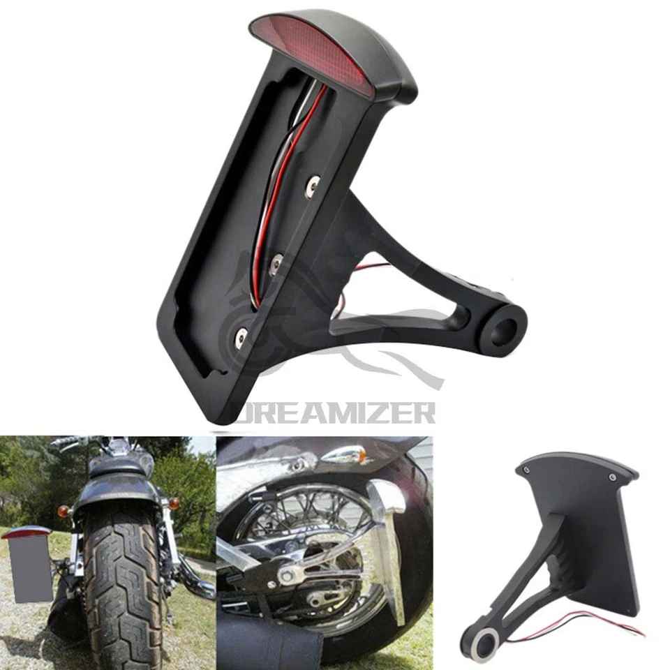 Soporte de matrícula de montaje lateral vertical soporte luz trasera para Harley personalizado Foto 4 de 4