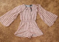 NEW FIRE LOS ANGELES Boho Flare Sleeves Sheer Shorts Romper S NWT Retail $65