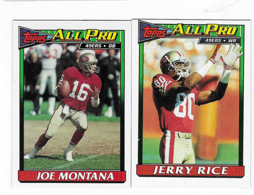1991 TOPPS JOE MONTANA ALL PRO 73 JERRY RICE ALL PRO 81 SAN FRANCISCO 