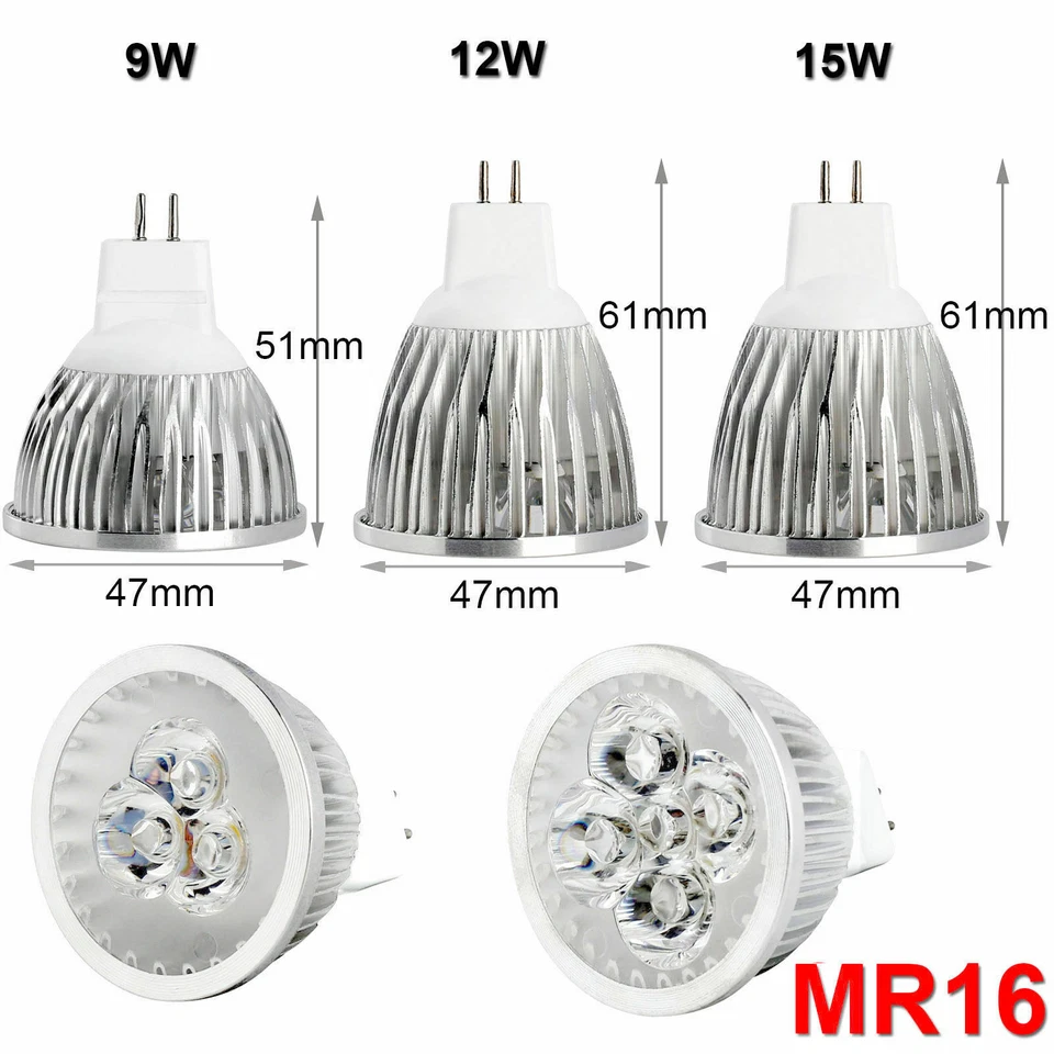 Dimmable Spotlight Bulbs E27 GU10 MR16 E14 12W 9W 85-265V Light Lamps downlight - Image 3 of 4