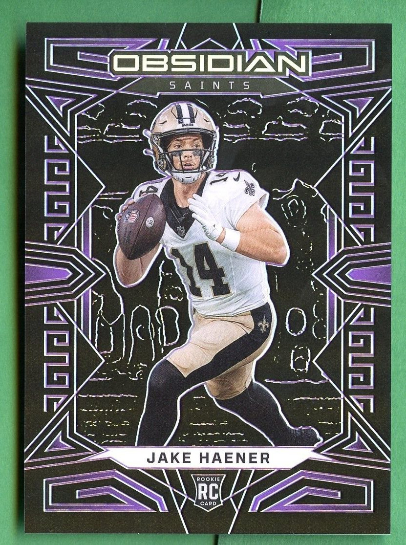 JAKE HAENER 2023 OBSIDIAN FOOTBALL ROOKIE PURPLE ETCH /75 NEW ORLEANS SAINTS