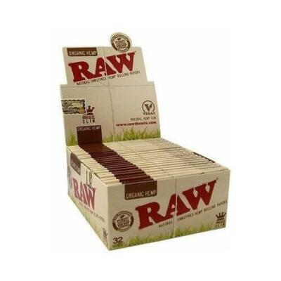 50 RAW BIO 100% Naturhanf Vegan King Size Slim Blättchen - VOLLE BOX