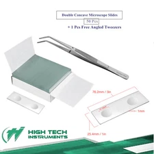  50 Glass Biological Zoological & Botanical Microscope Slides w 1 Free Tweezers