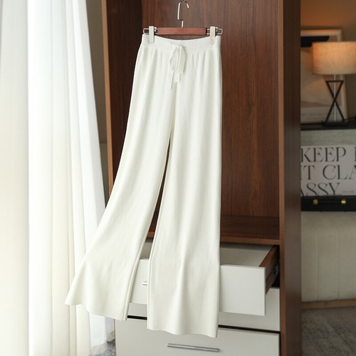 Womens Wool Wide Leg Pants High Waist Loose Cashmere Knitted Straight Long Pants - Bild 6 von 33