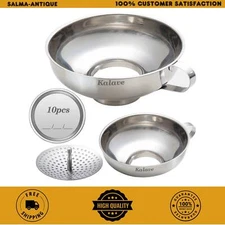 Kalave Canning Funnel, Food Grade Stainless Steel Canning Funnels with Strainer,