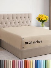 Queen Extra Deep Pocket Fitted Sheet Only Fits 18-24 Inch Mattress Cream