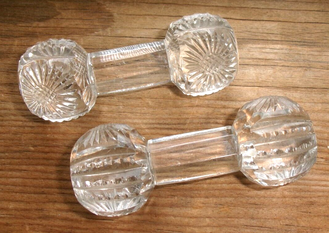Vintage Brilliant Crystal Cut Glass Faceted Barbell Knife Spoon