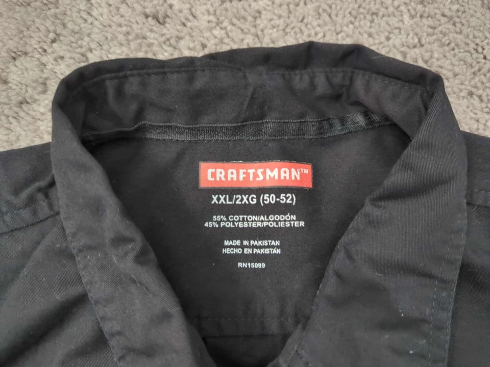Craftsman Button Up Shirt Mens XXL Black Long Sleeve Pockets Preppy Casual - Image 2 of 4