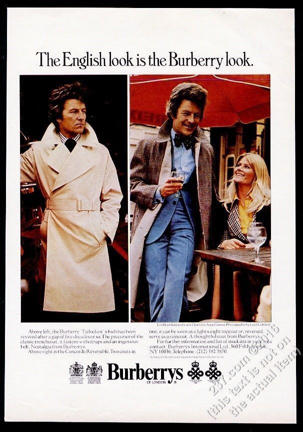 1974 Burberrys trench coat Lord Lichfield Charlotte Anne Curzon