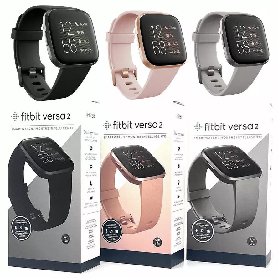 Fitbit Versa 2 Nuovo, Smartwatch Activity Tracker, Salute E Fitness, Grigio, Cinturino S E L