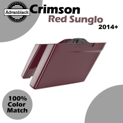 Fits Harley Touring CRIMSON RED SUNGLO Advanblack No Cutout Stretched Saddlebag