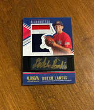 Dutch Landis 2018 USA Baseball Silhouette Game Patch Gold Ink Auto Mariners /10