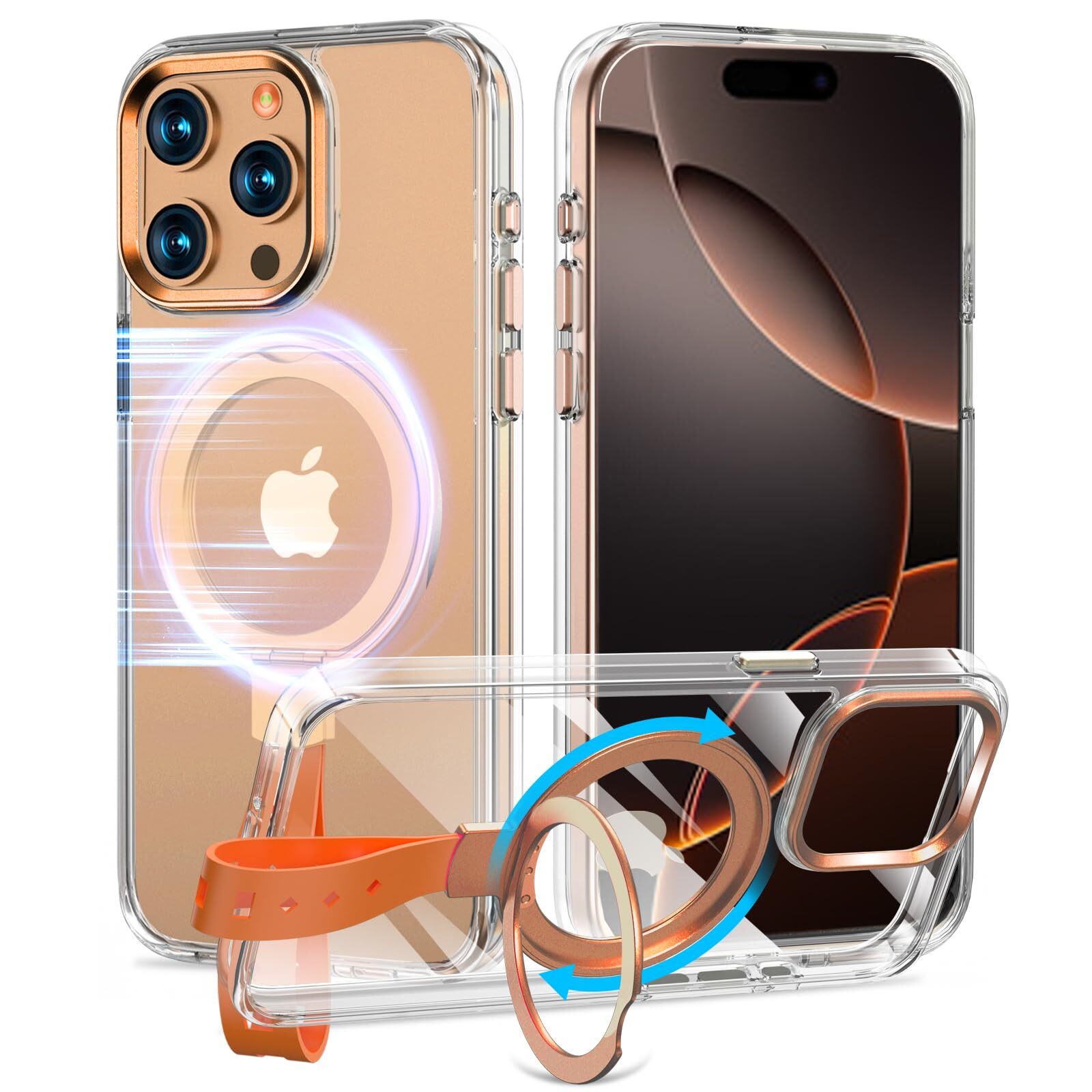 WMT iPhone 16 pro case magsafe case 360 rotation stand compatible with both 589