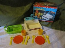 Fisher Price Fun with Food Sink Box Lot Dishes Drainer Parts Pretend Play READ