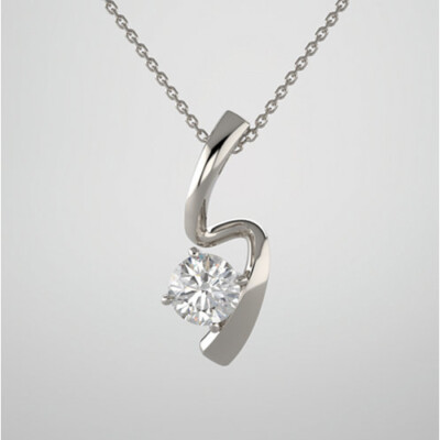 GIA carat Round cut Solitaire Diamond Freeform Pendant 14k