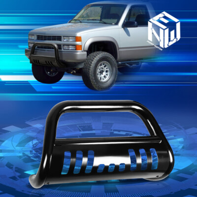 For 88-00 Chevy C/K C10 3'' Black Bull Bar Push Front Bumper Grille Guard w/Skid