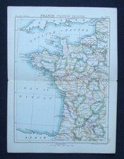 Antyczna mapa: Francja (Zachód) autorstwa Johna Bartłomieja, Atlas kieszonkowy świata, 1890