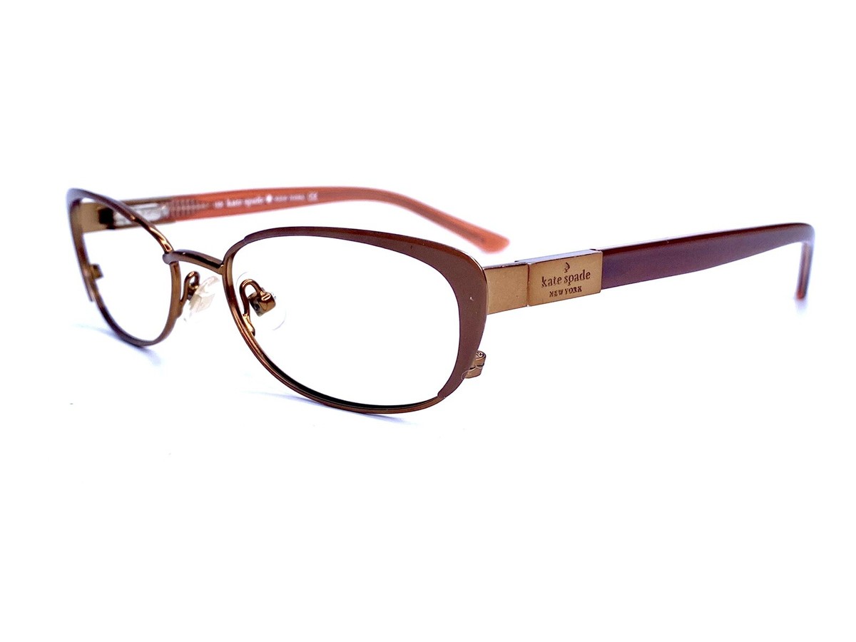 New Kate Spade NY Brown Metal Oval Eyeglasses Flex Temple 