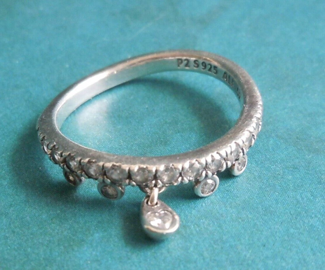 Authentic Pandora CHANDELIER DROPLETS Ring Sterling Silver Sz 52