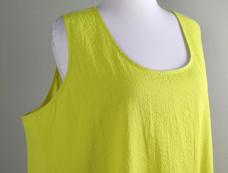 Vestido midi EILEEN FISHER NUEVO CON ETIQUETAS $188 algodón orgánico ondulado cuello redondo talla 3X Foto 3 de 4