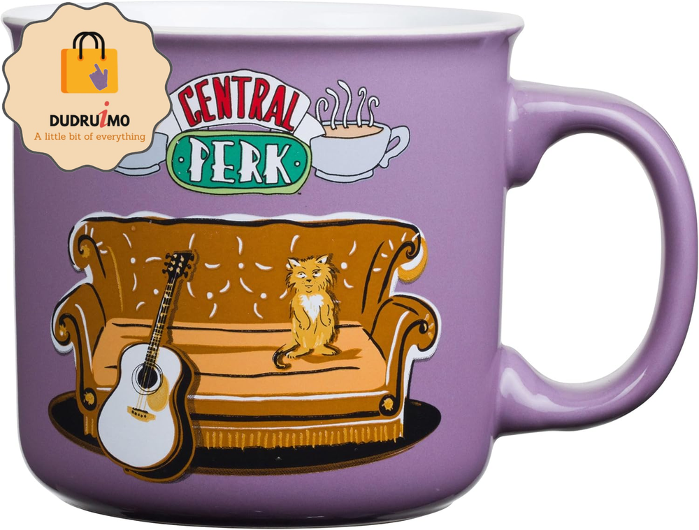 Friends Central Perk Smelly Cat Large Ceramic Camper-Style Coffee Mug for Cappuc